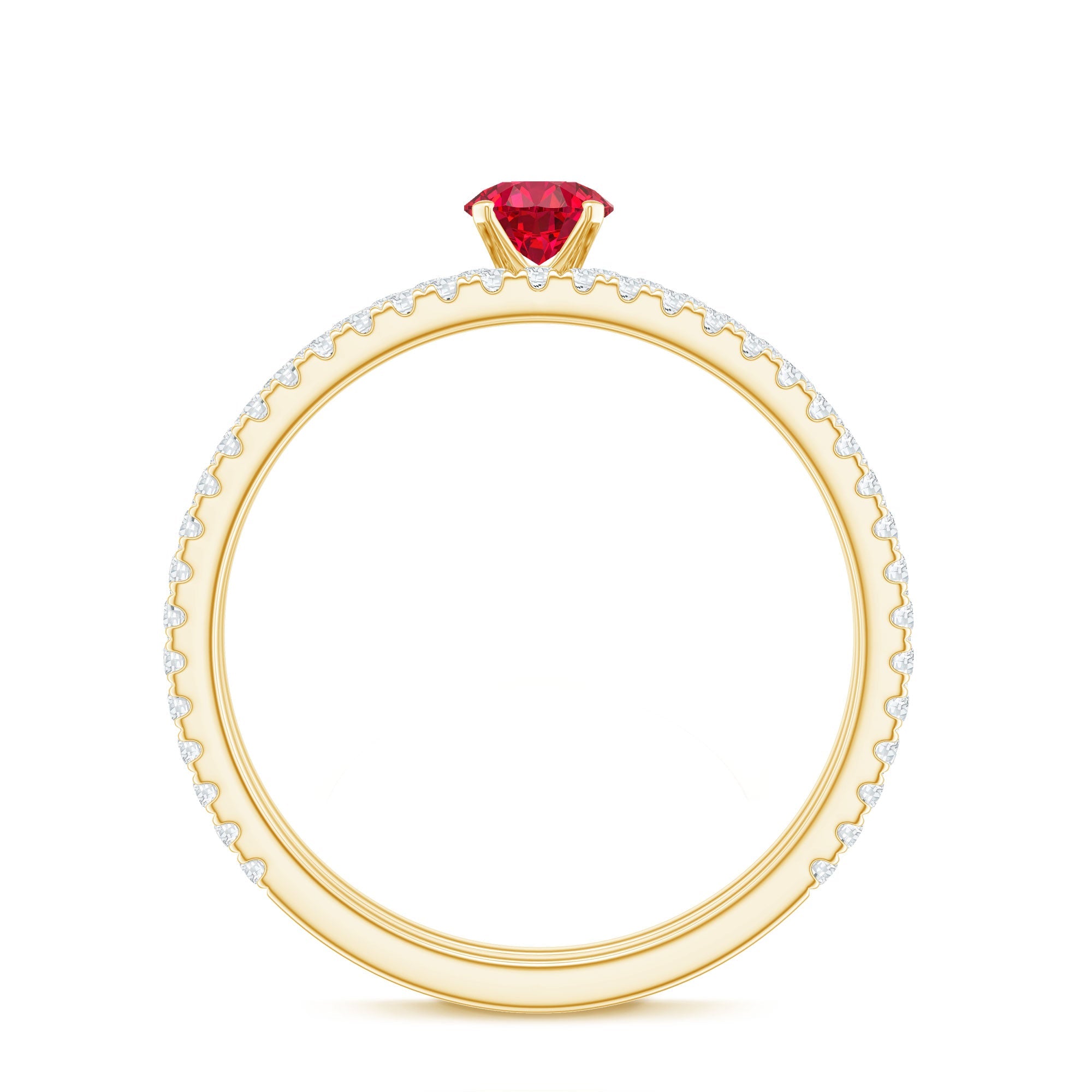 Simple Lab Created Ruby and Diamond Wedding Ring Set