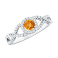 Natural Citrine Diamond Engagement Ring with Criss Cross Shank