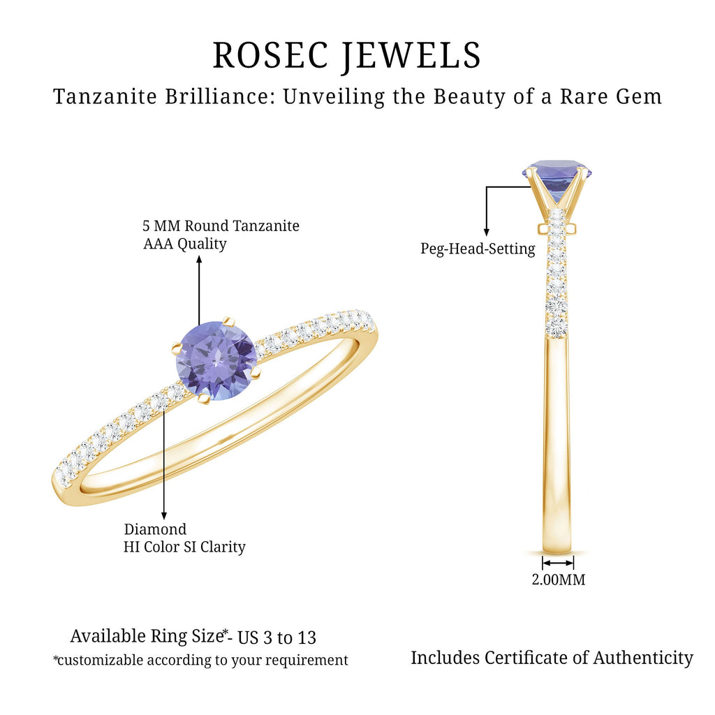 Minimal Tanzanite Diamond Promise Ring for Engagement