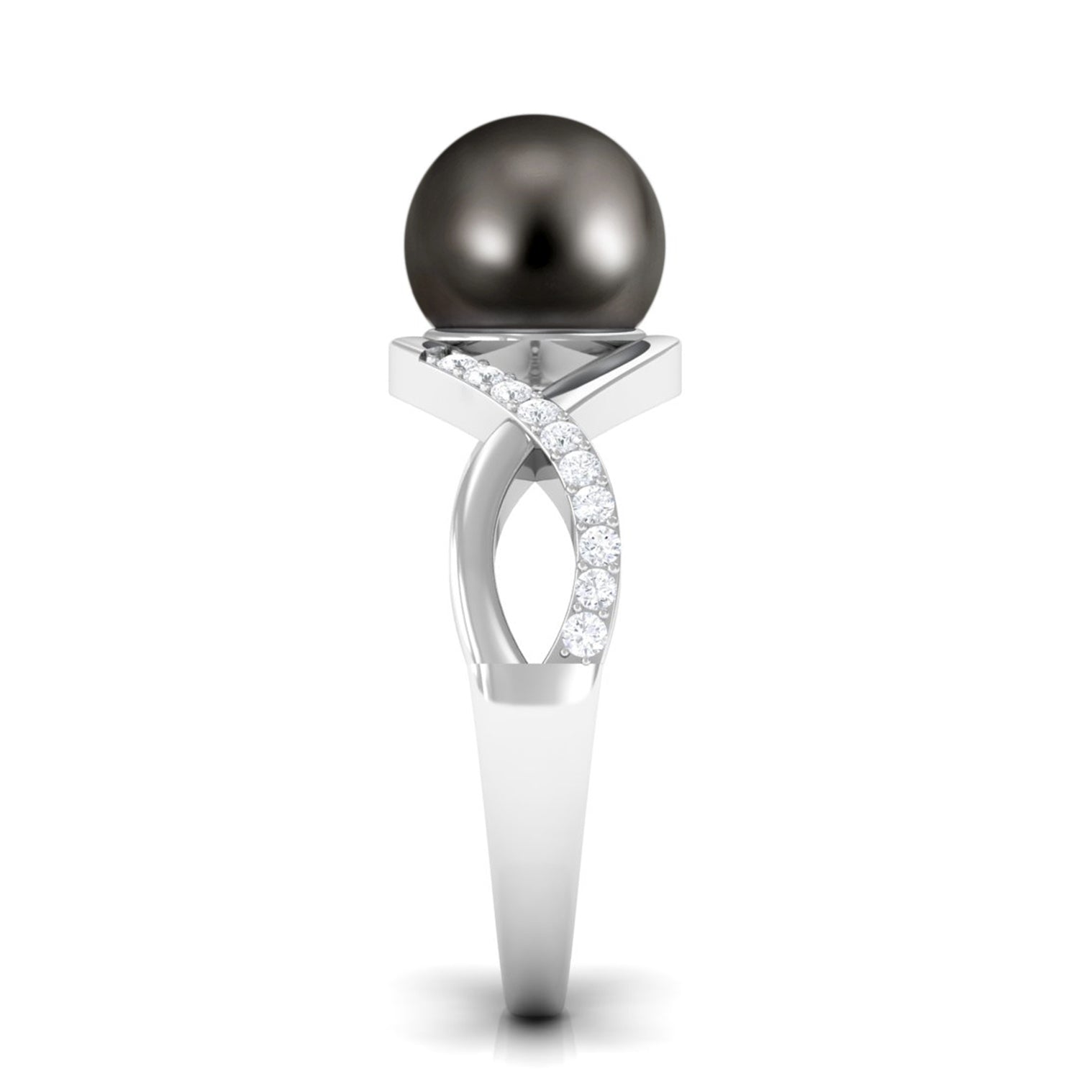 Tahitian Pearl Crossover Diamond Infinity Engagement Ring