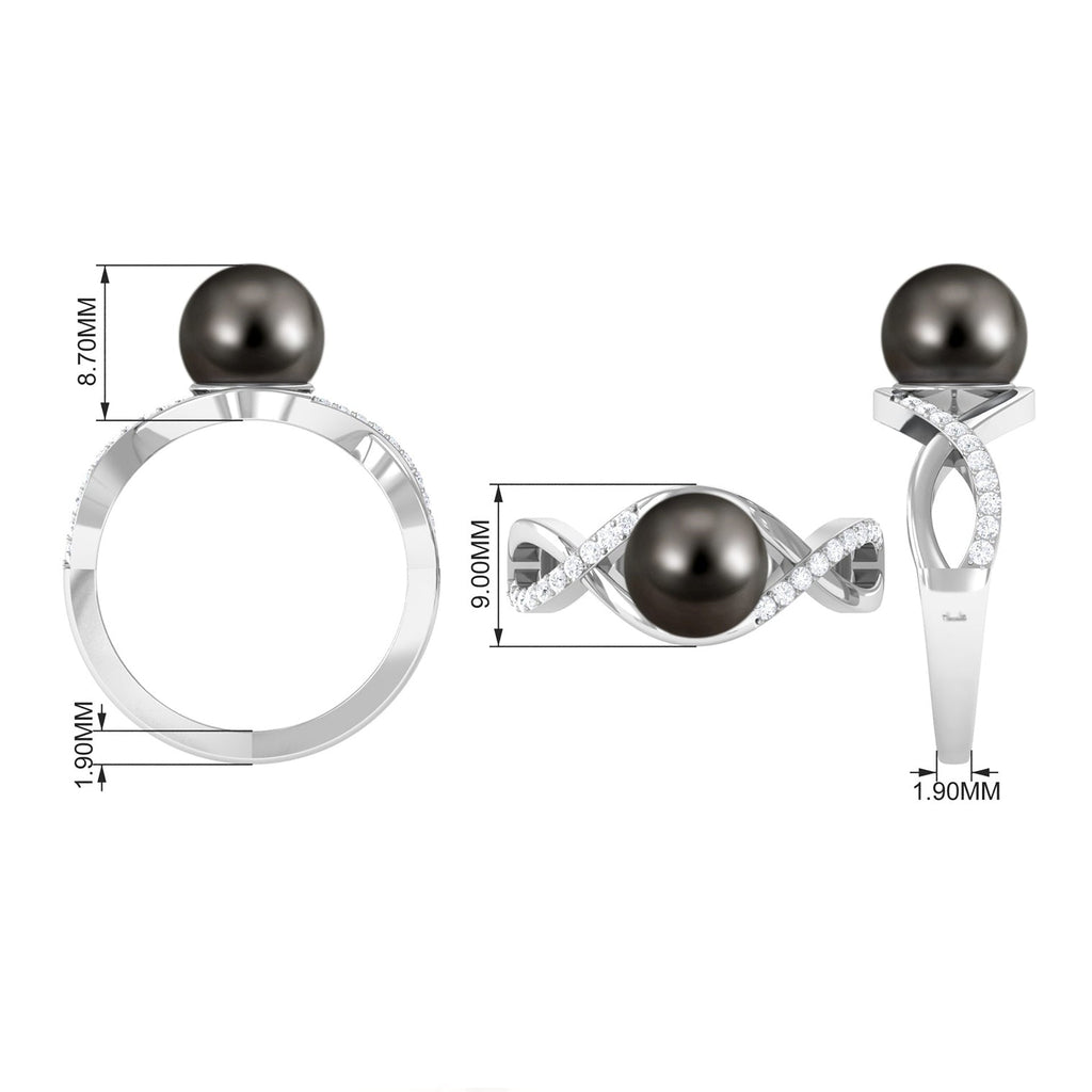 Tahitian Pearl Crossover Diamond Infinity Engagement Ring