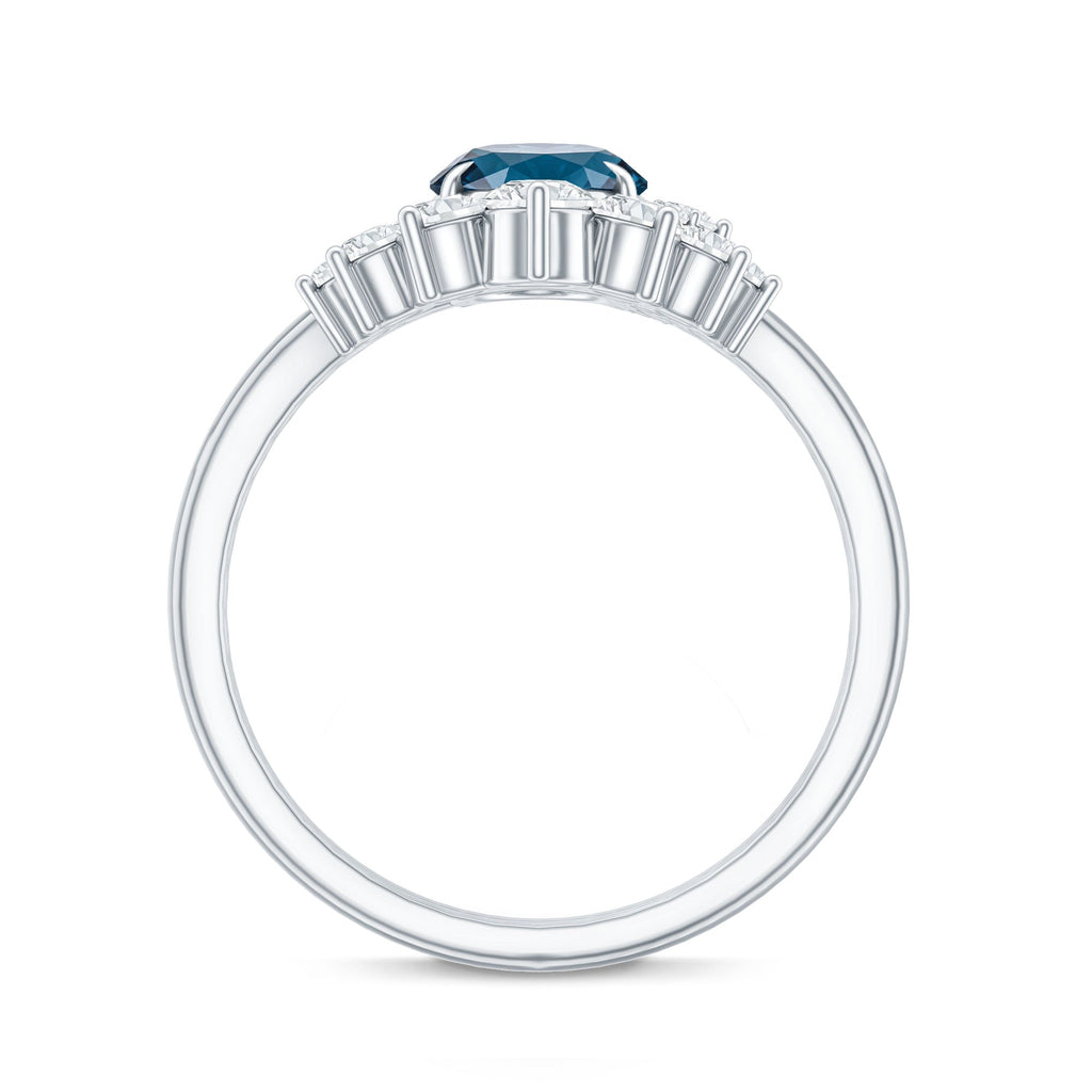 Oval London Blue Topaz and Diamond Designer Ring Set