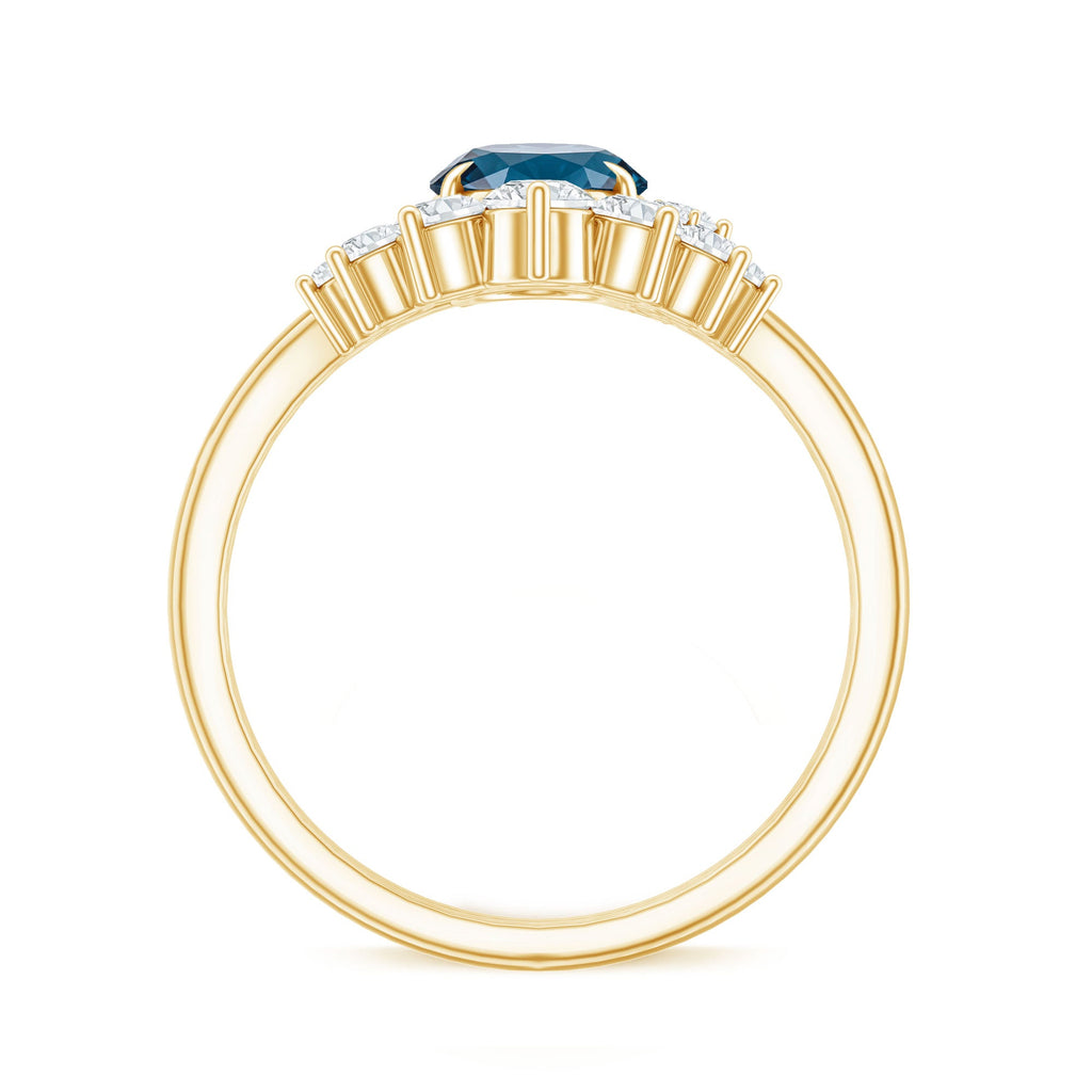 Oval London Blue Topaz and Diamond Designer Ring Set