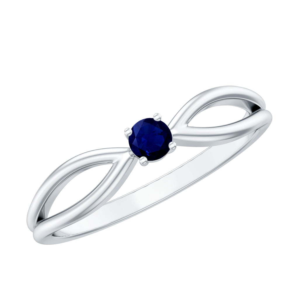 Natural Blue Sapphire Cute Promise Ring with Split Shank