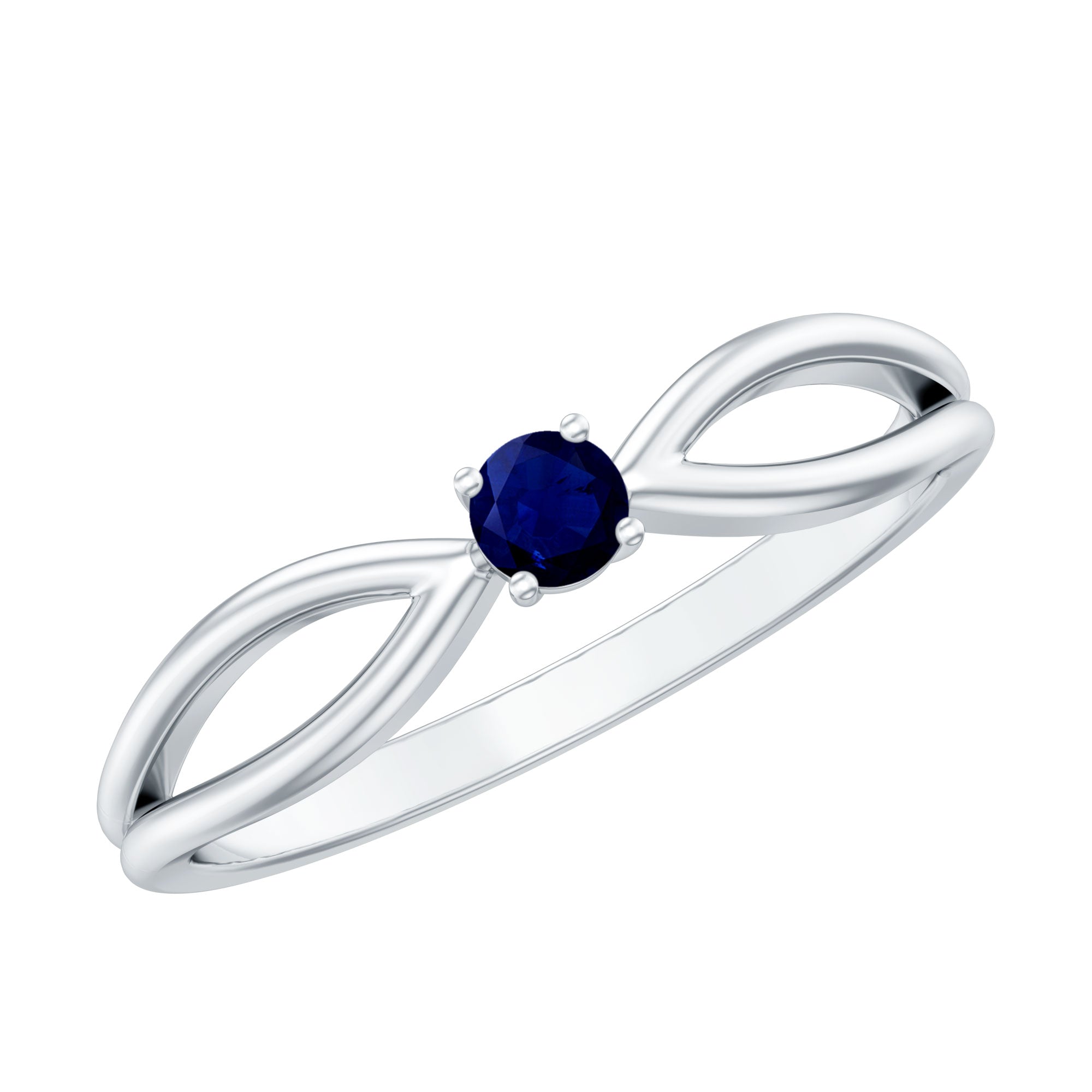 Natural Blue Sapphire Cute Promise Ring with Split Shank