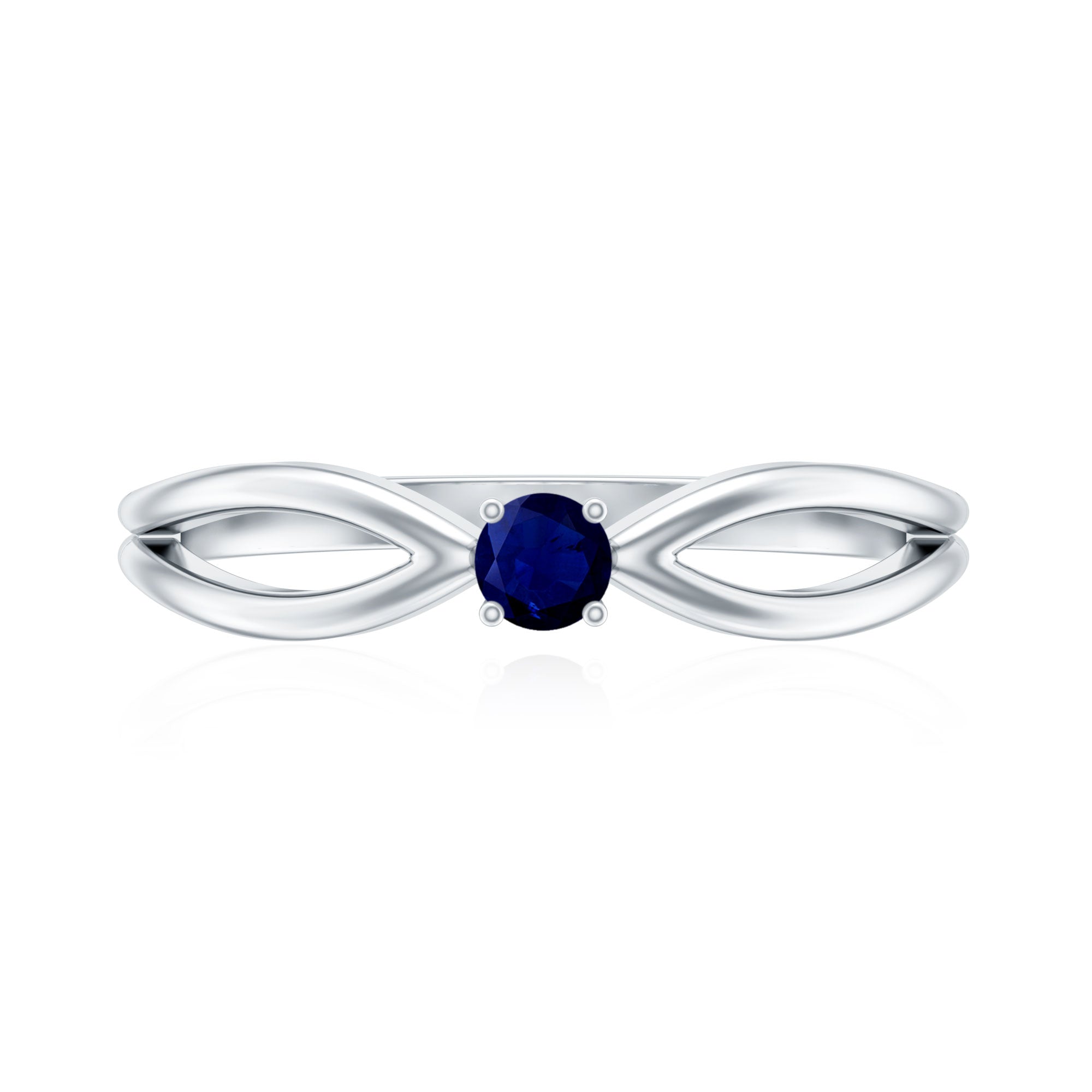 Natural Blue Sapphire Cute Promise Ring with Split Shank