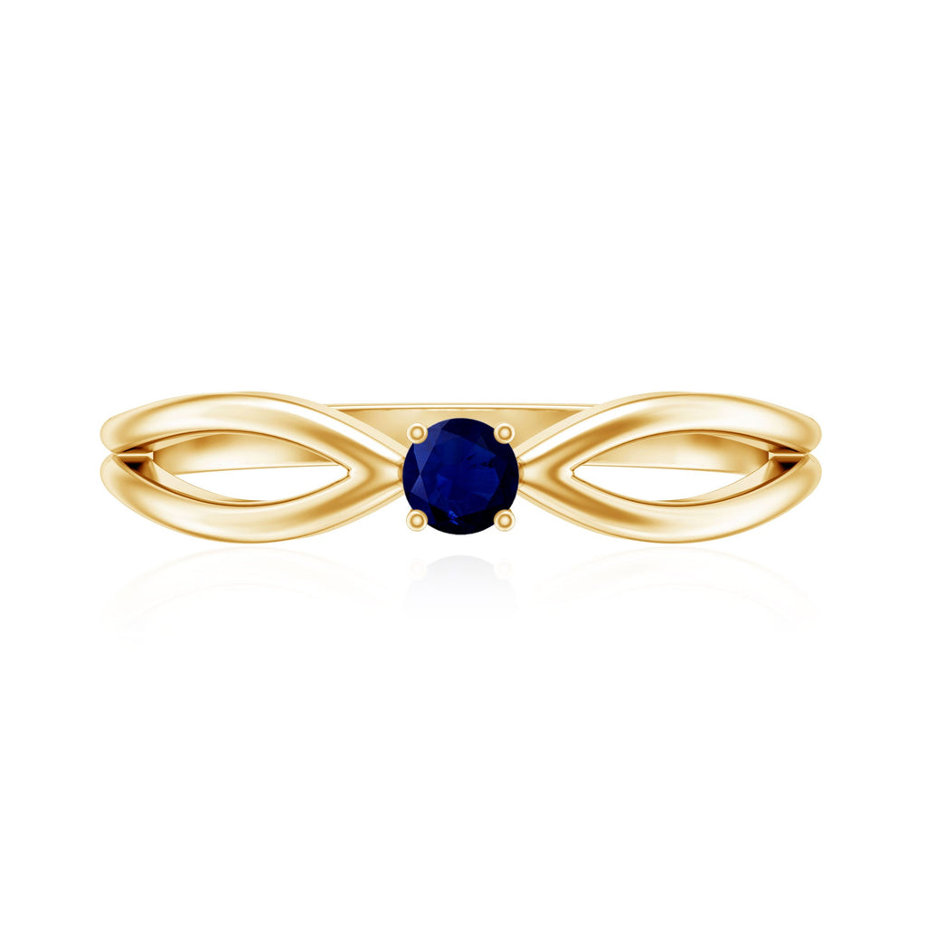 Natural Blue Sapphire Cute Promise Ring with Split Shank