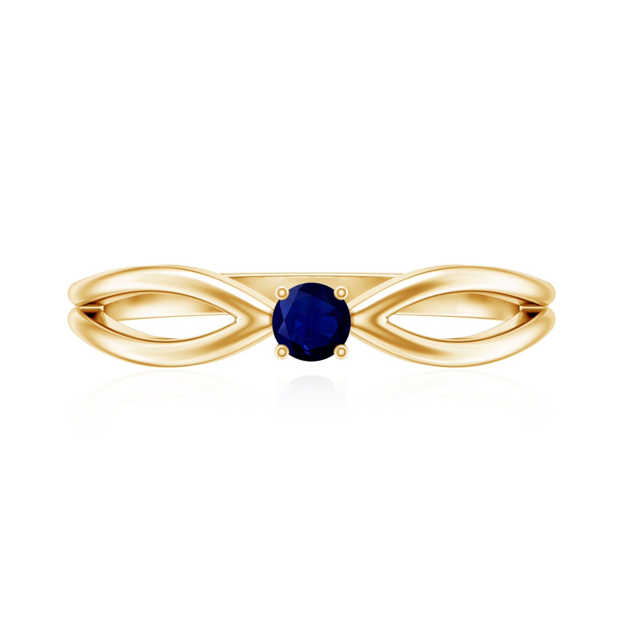 Natural Blue Sapphire Cute Promise Ring with Split Shank