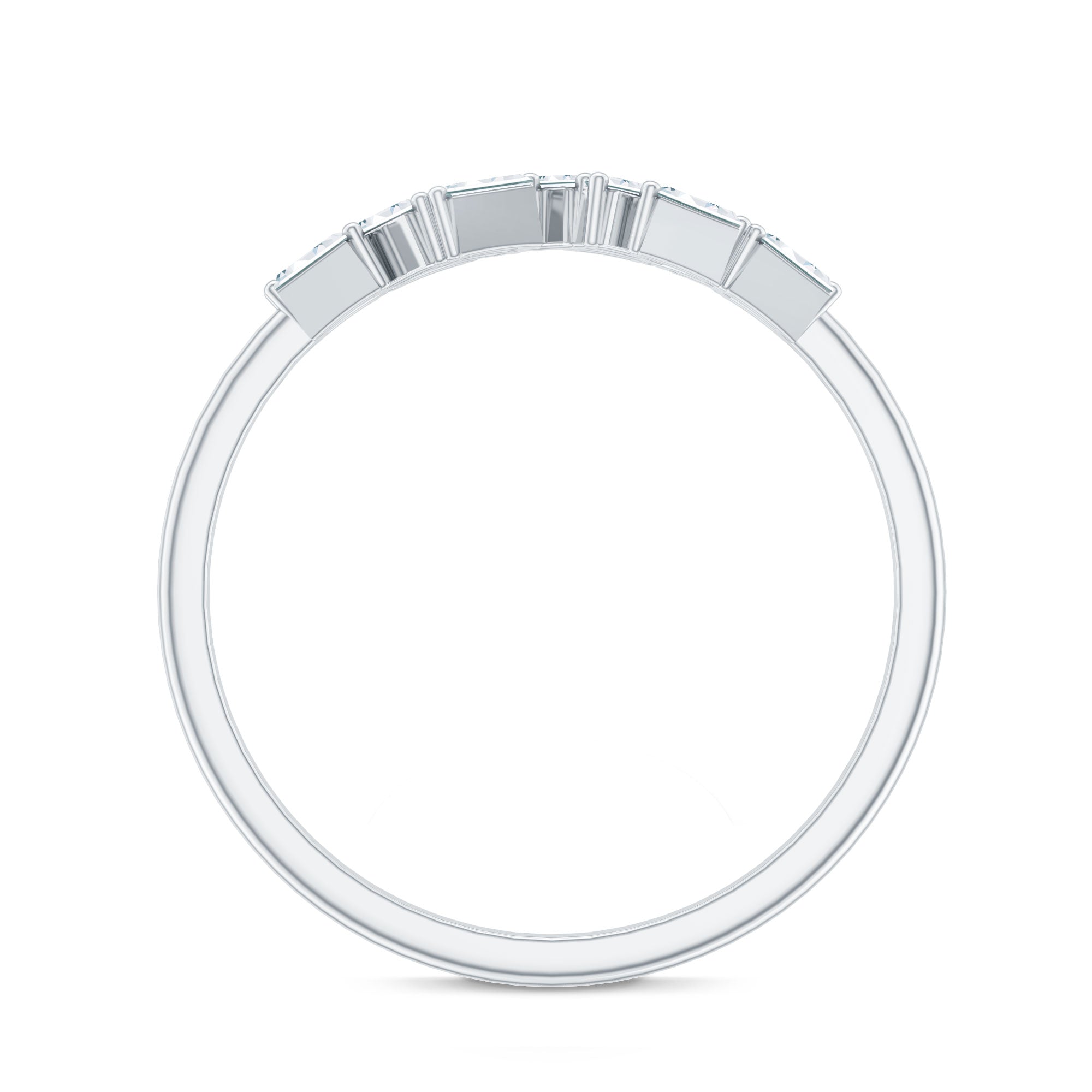 Baguette Moissanite Anniversary Ring in Prong Setting