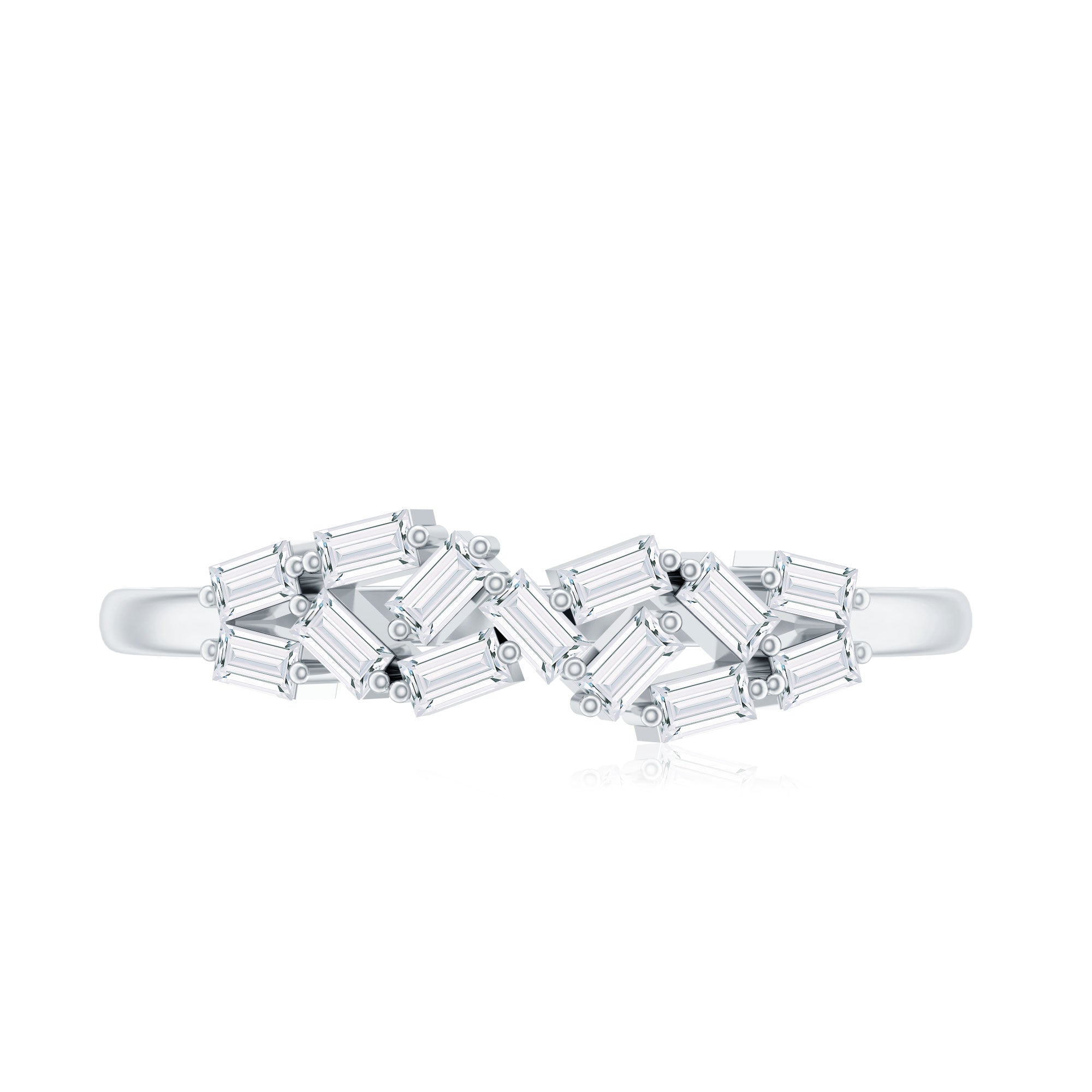 Baguette Moissanite Anniversary Ring in Prong Setting