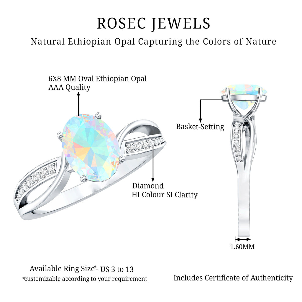Natural 1.2 Carat Oval Opalescent Diamond Engagement Ring with Split Shank
