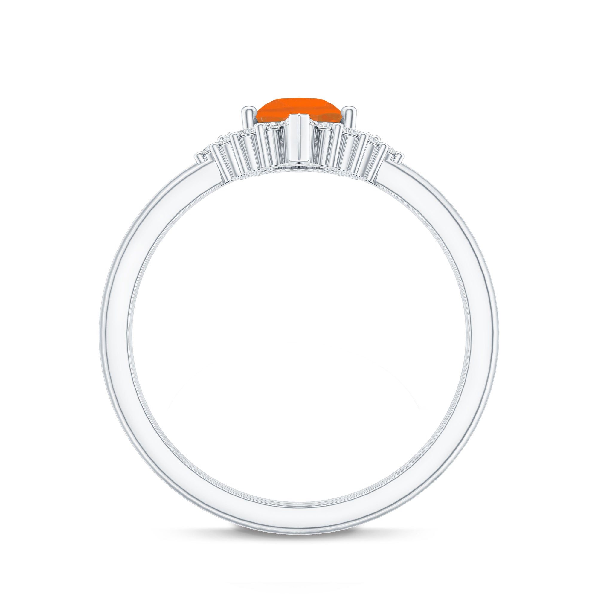 Real 0.6 Carat Fire Opal Teardrop Wedding Ring Set with Diamond Halo