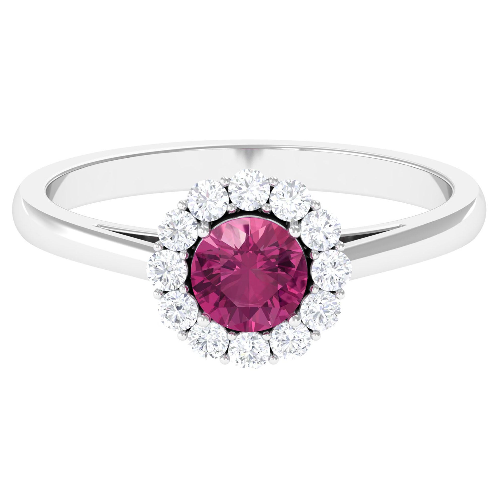 0.45 Carat Pink Tourmaline and Diamond Halo Engagement Ring