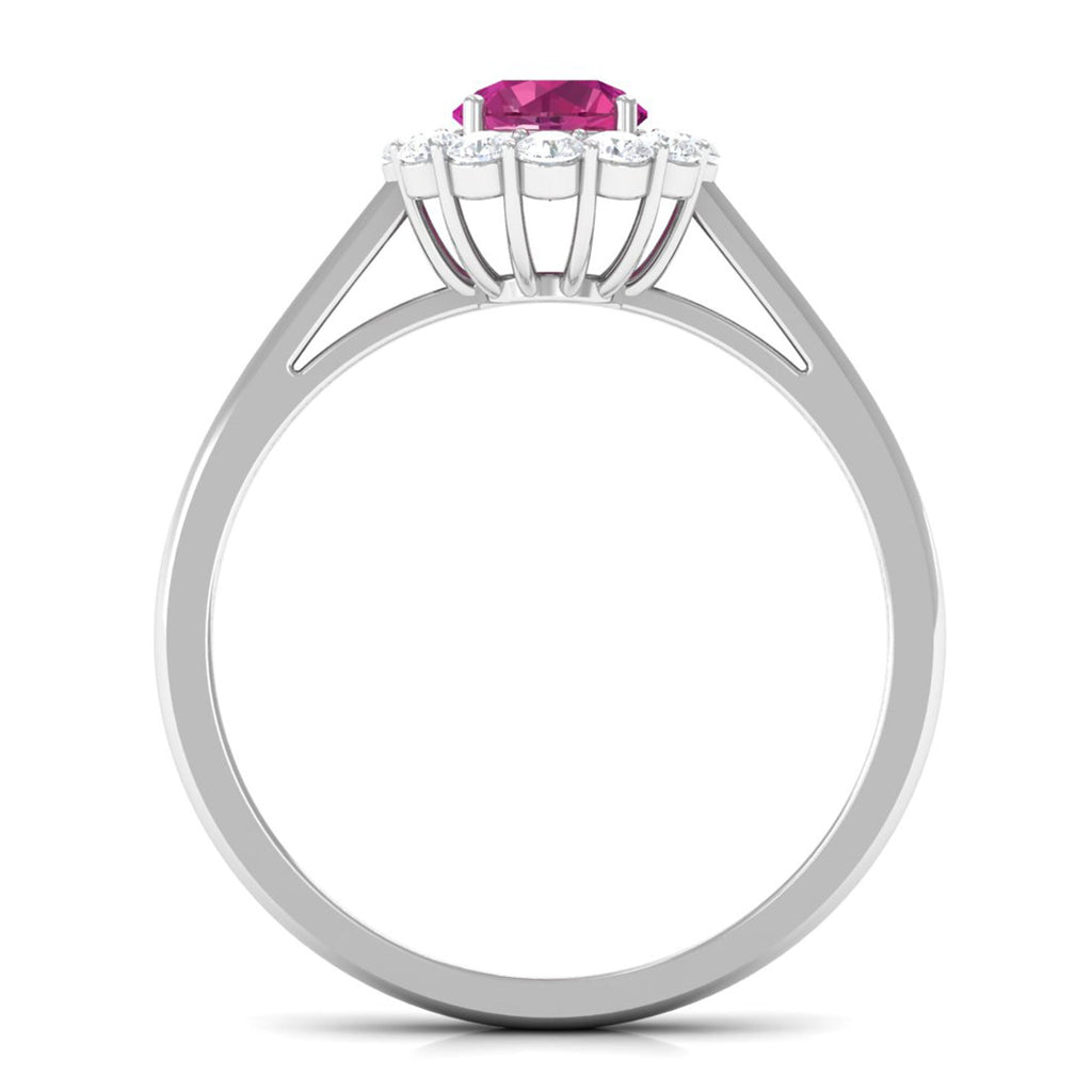 0.45 Carat Pink Tourmaline and Diamond Halo Engagement Ring