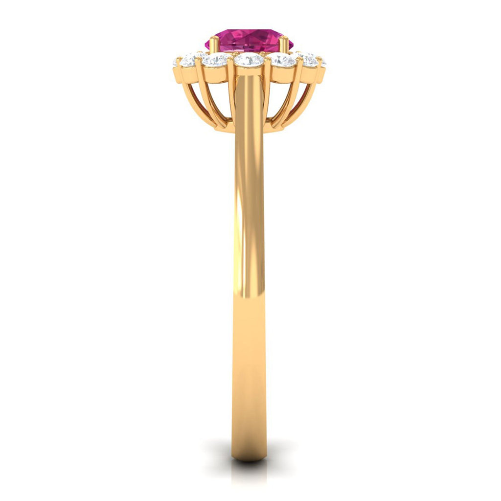 0.45 Carat Pink Tourmaline and Diamond Halo Engagement Ring