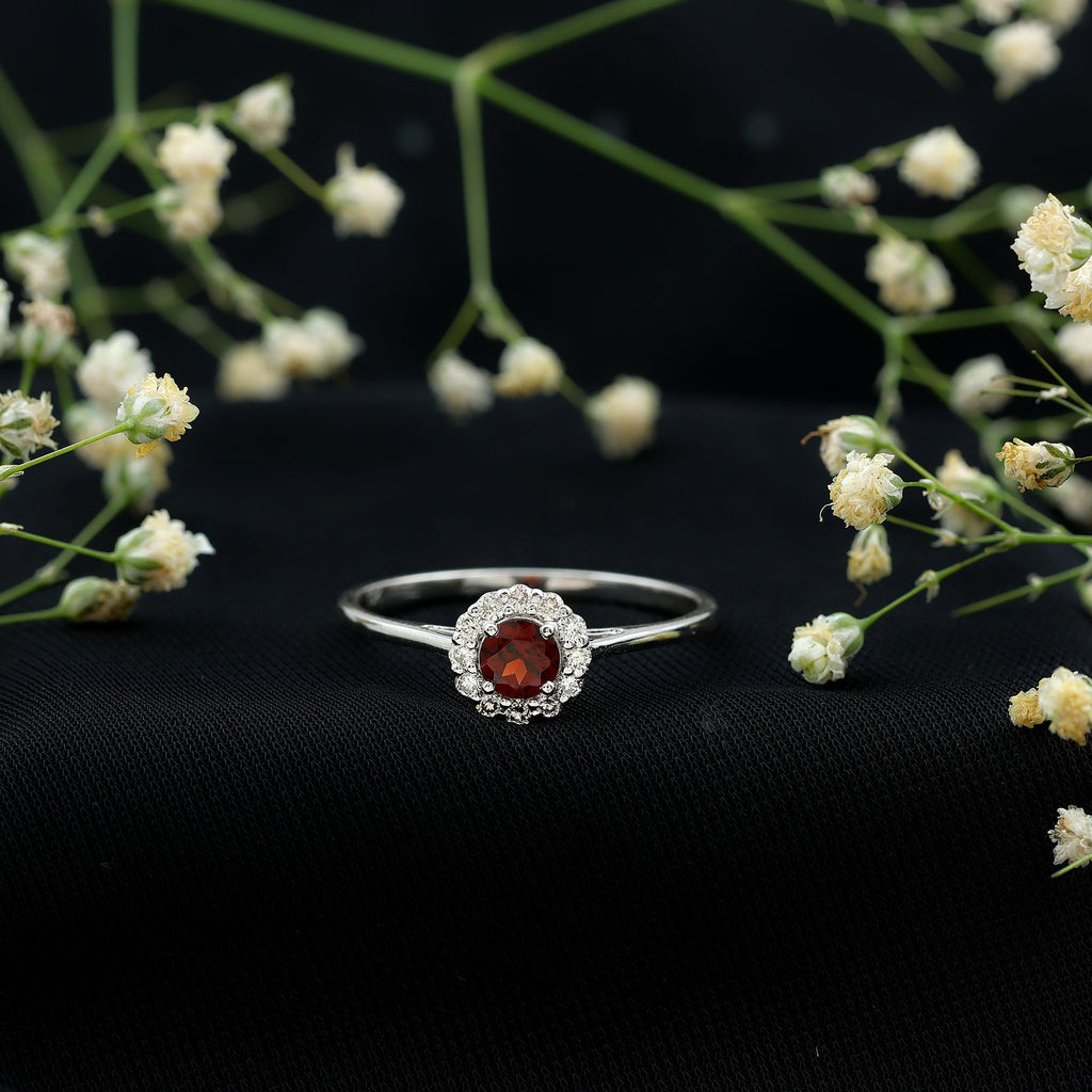 Certified 2.3 Carat Real Garnet Engagement Ring with Diamond Halo