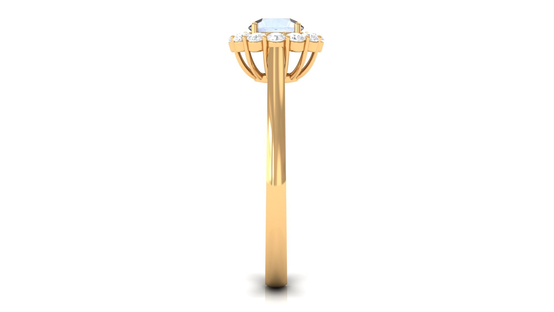 0.3 Carat Moonstone and Diamond Floating Halo Engagement Ring
