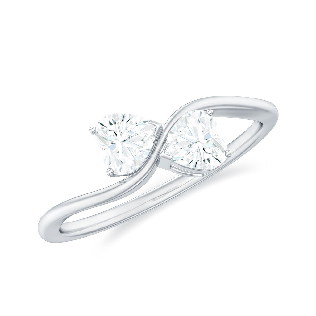 Heart Shape Moissanite Toi Et Moi Promise Ring