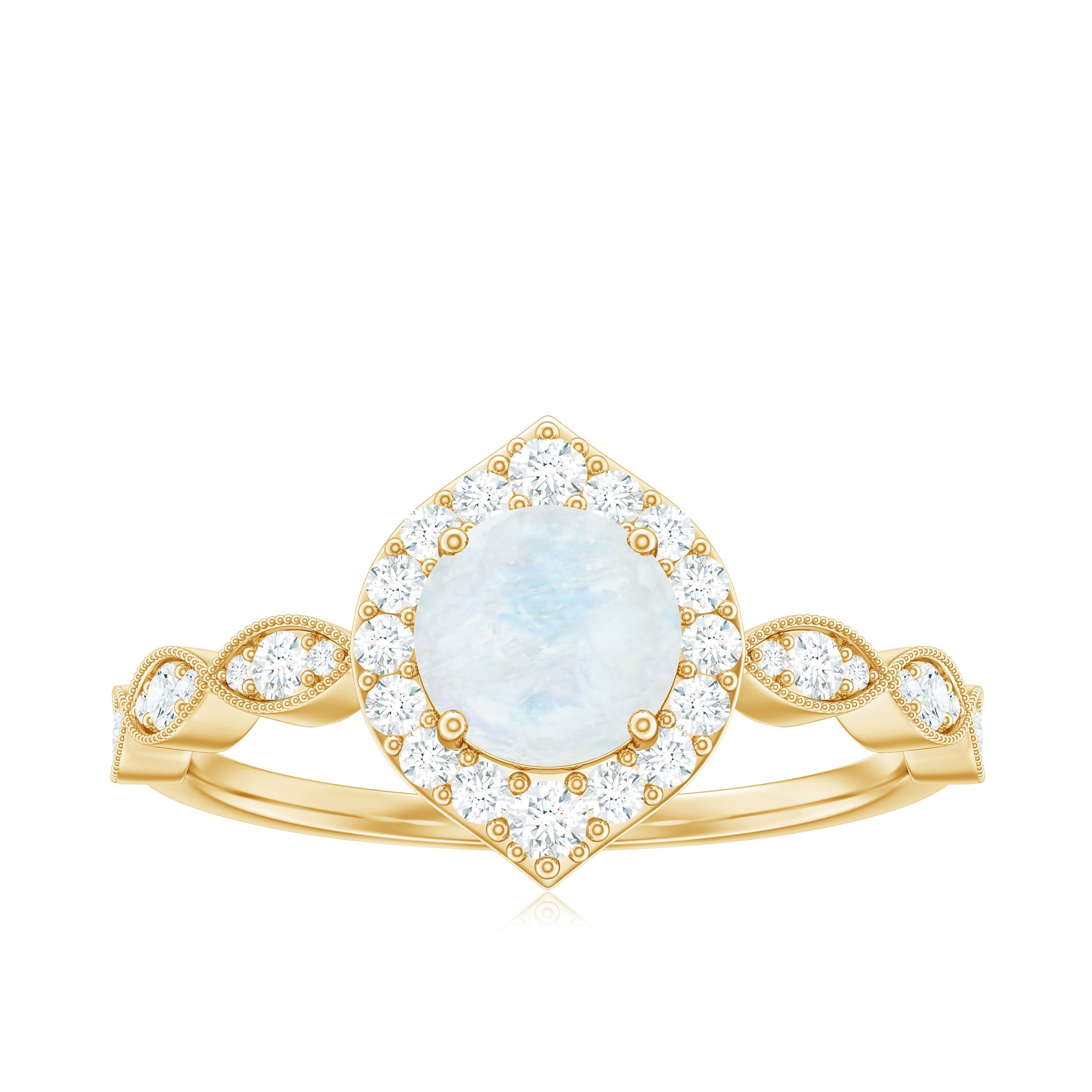 Vintage Style Moonstone Engagement Ring with Diamond Accent