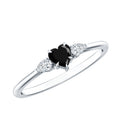 Certified Lab Grown Black Diamond Heart Promise Ring with White Diamond