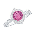 Genuine Pink Tourmaline Vintage Engagement Ring with Diamond