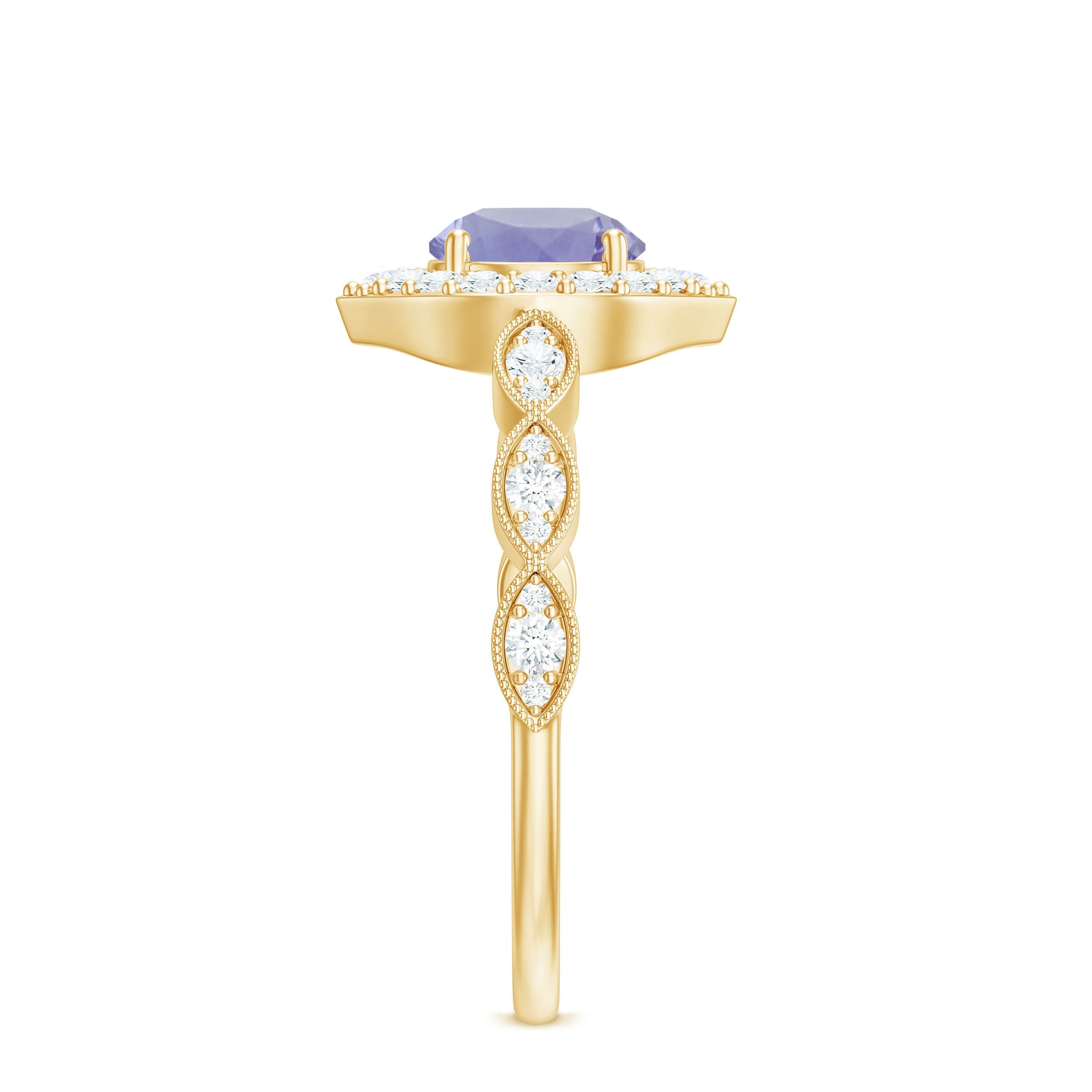 Real 0.54 Carat Tanzanite Vintage Engagement Ring with Diamond