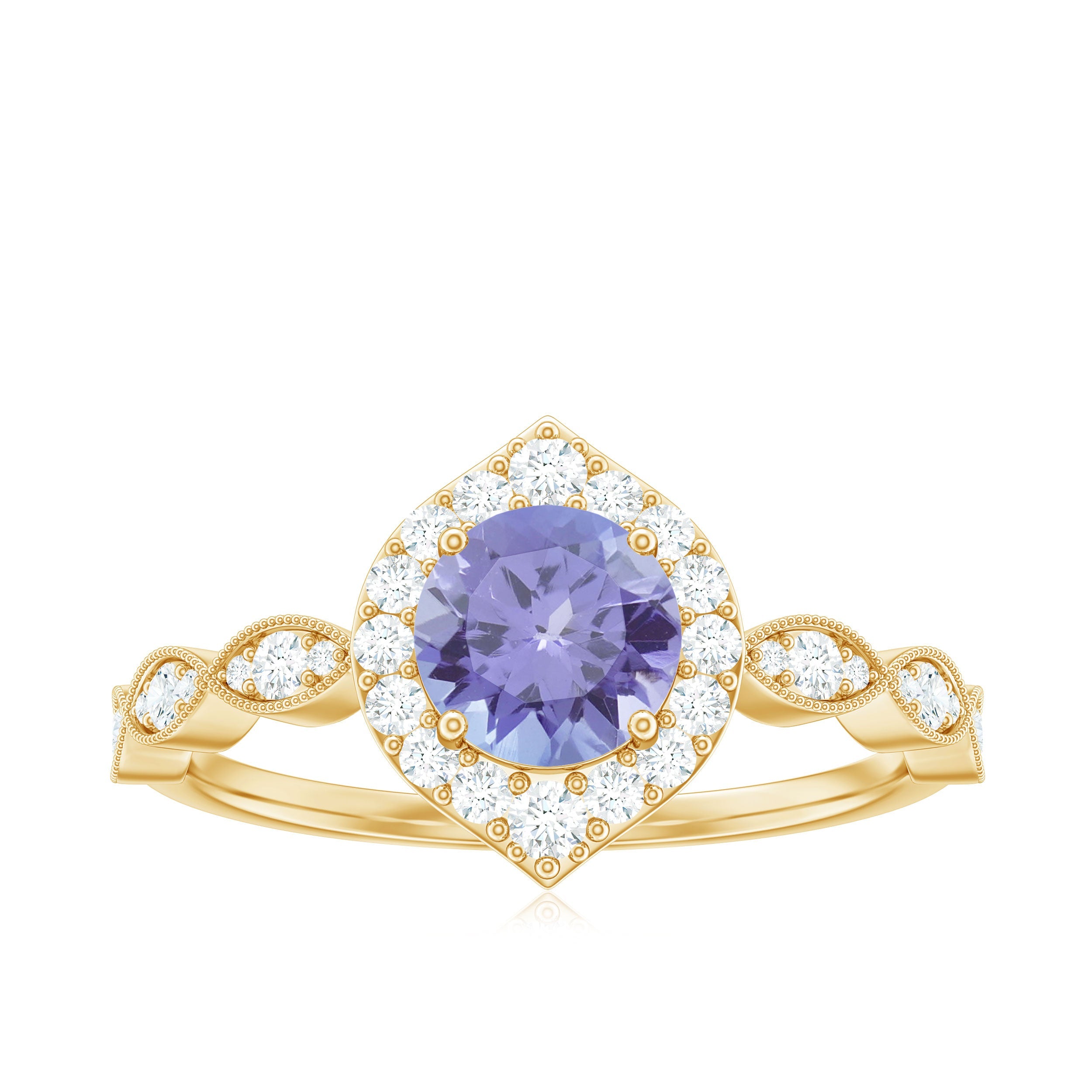 Real 0.54 Carat Tanzanite Vintage Engagement Ring with Diamond