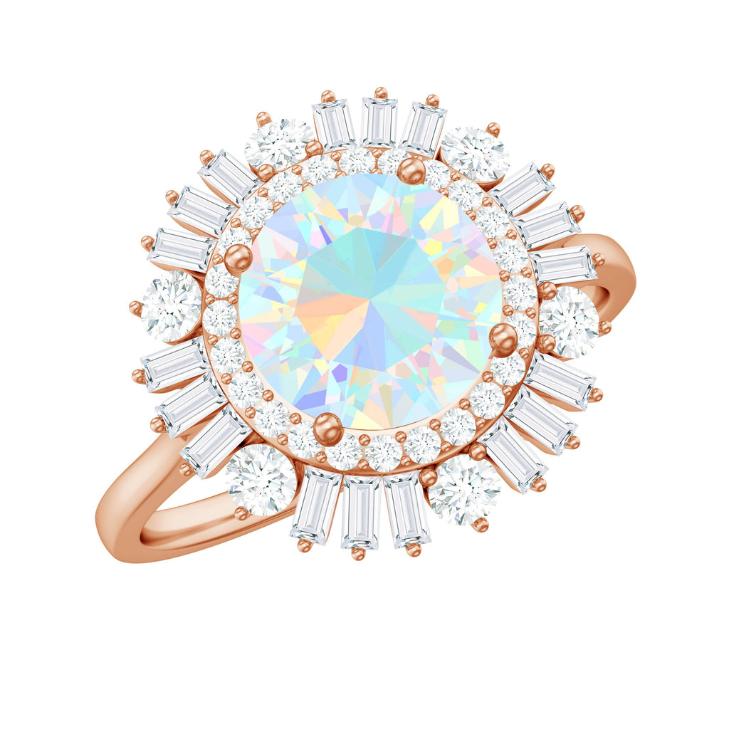 Natural 2 Carat Ethiopian Opal Double Halo Engagement Ring with Certificate
