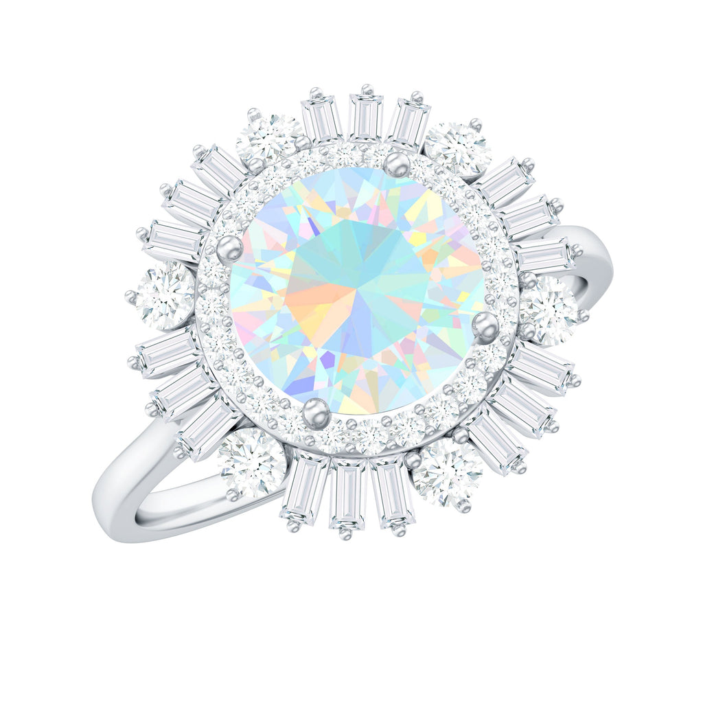 Natural 2 Carat Ethiopian Opal Double Halo Engagement Ring with Certificate