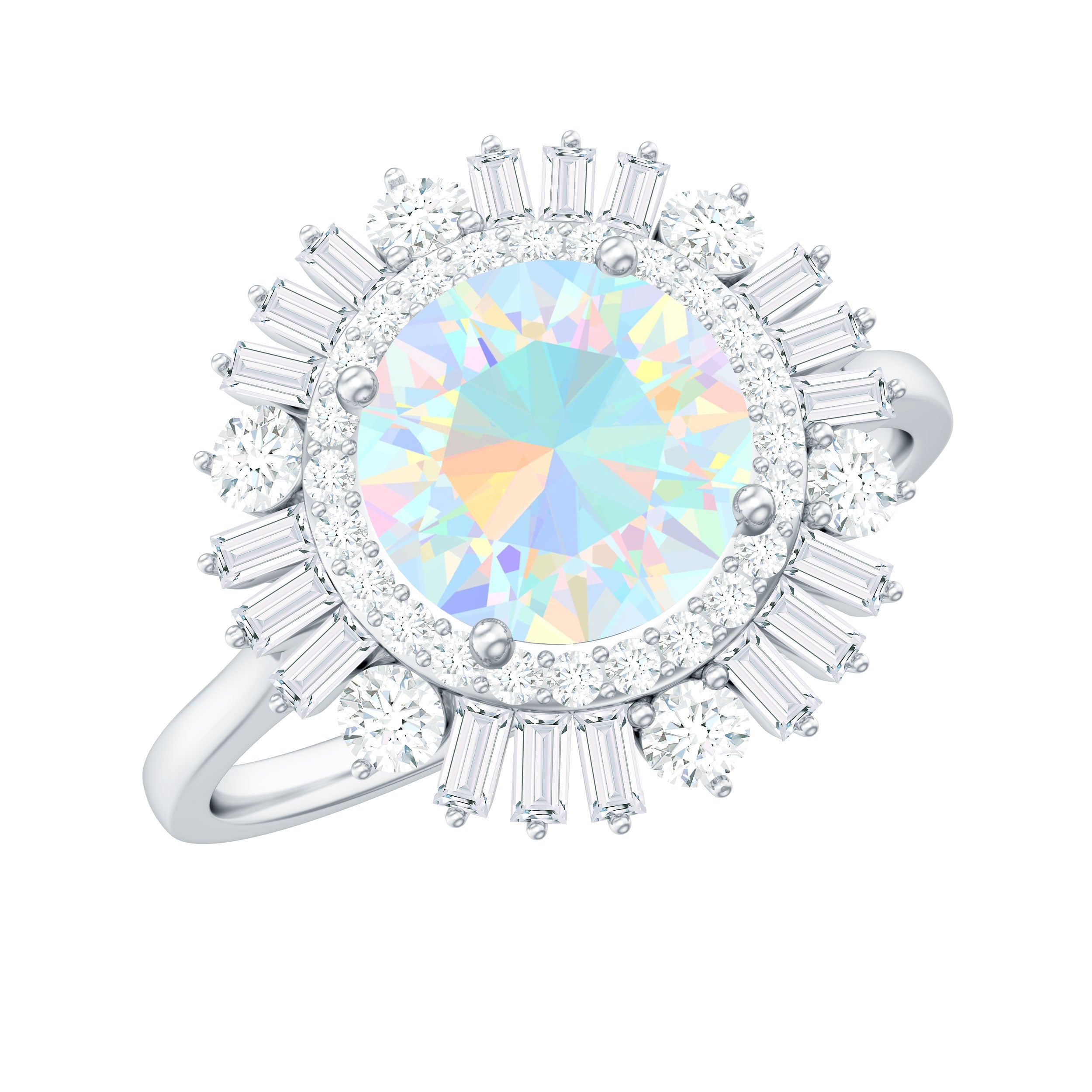 Natural 2 Carat Ethiopian Opal Double Halo Engagement Ring with Certificate