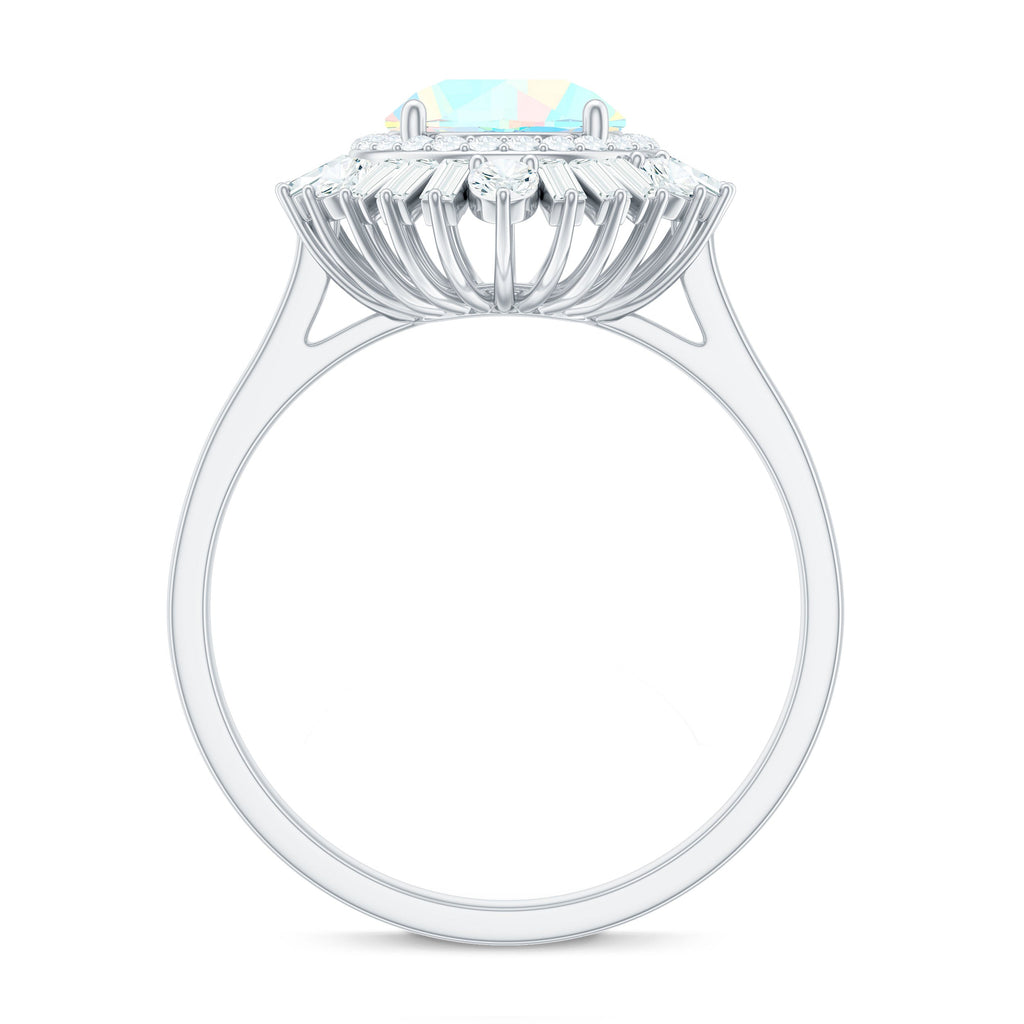 Natural 2 Carat Ethiopian Opal Double Halo Engagement Ring with Certificate