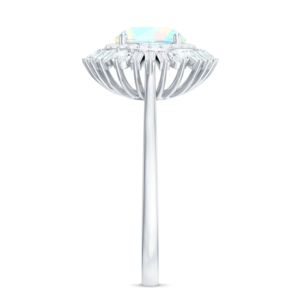 Natural 2 Carat Ethiopian Opal Double Halo Engagement Ring with Certificate