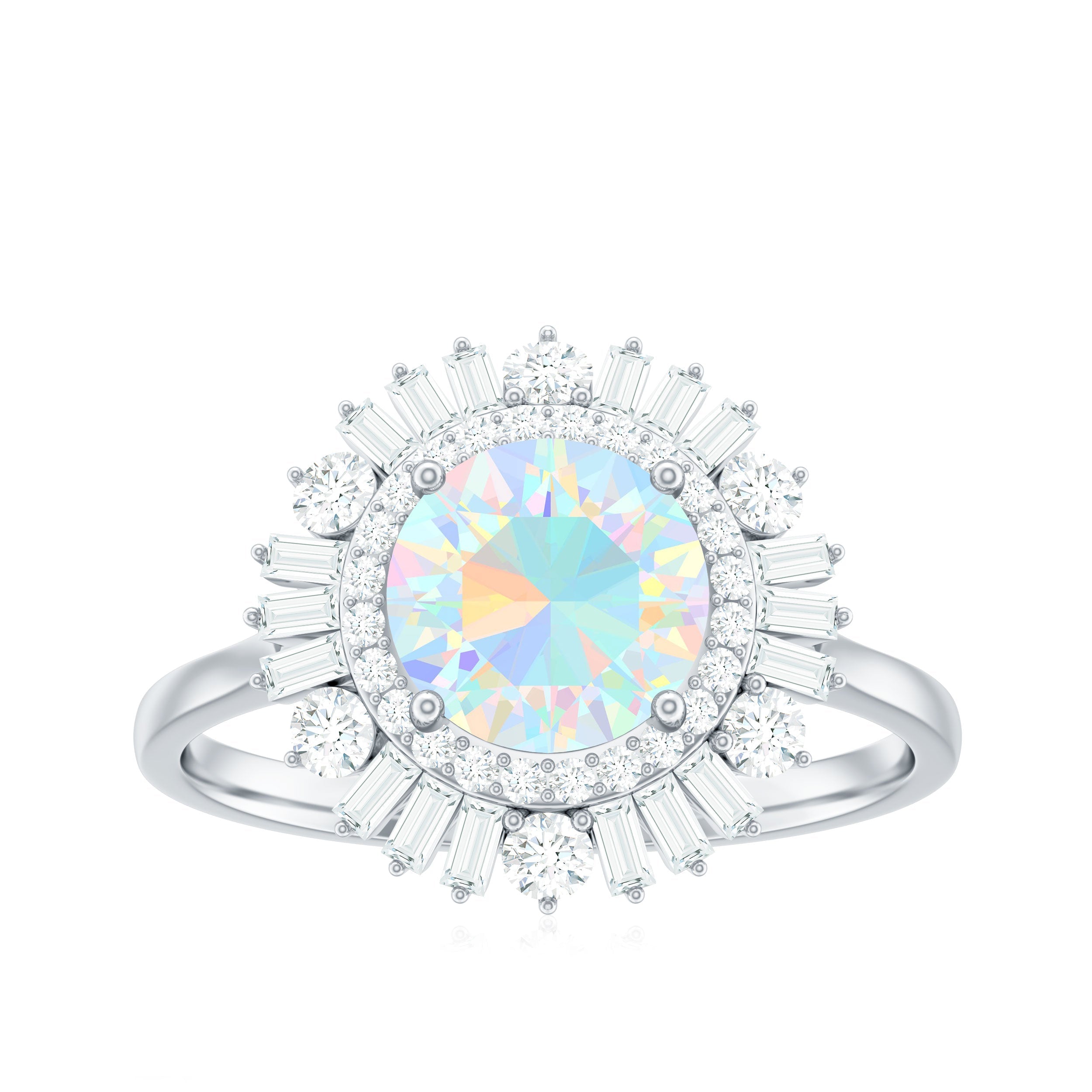Natural 2 Carat Ethiopian Opal Double Halo Engagement Ring with Certificate