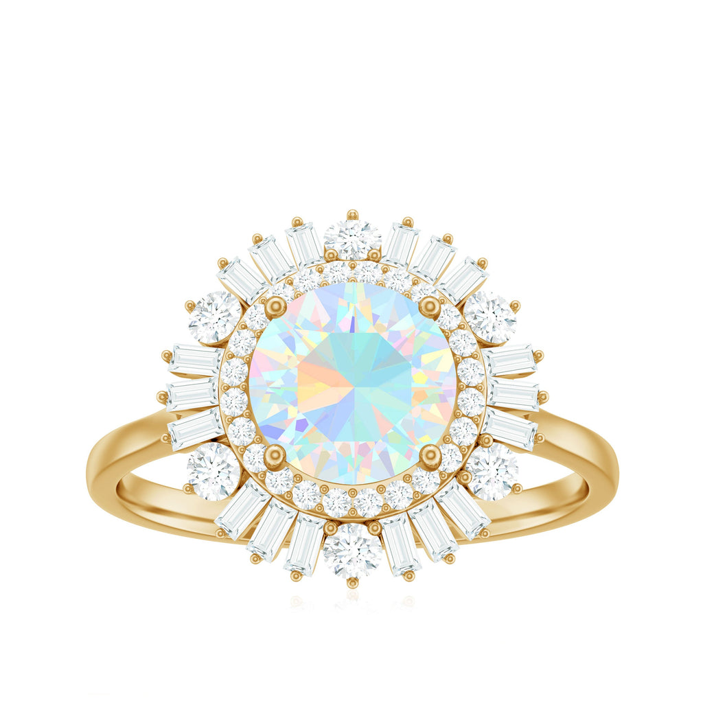 Natural 2 Carat Ethiopian Opal Double Halo Engagement Ring with Certificate