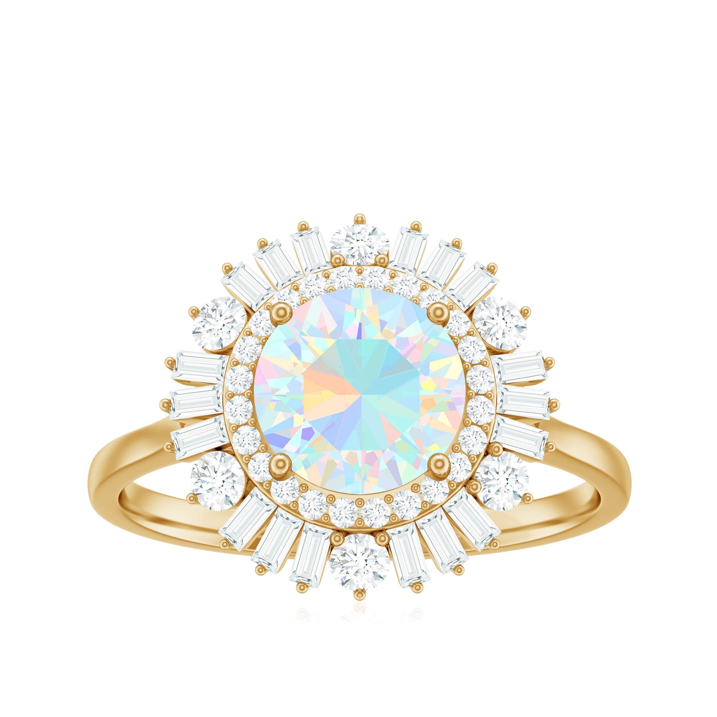 Natural 2 Carat Ethiopian Opal Double Halo Engagement Ring with Certificate