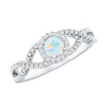 Natural Ethiopian Opal Diamond Engagement Ring with Criss Cross Shank