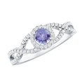 Real Tanzanite Engagement Ring with Diamond Criss Cross Shank