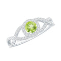 Natural 0.5 Carat Peridot Engagement Ring with Diamond Criss Cross Shank