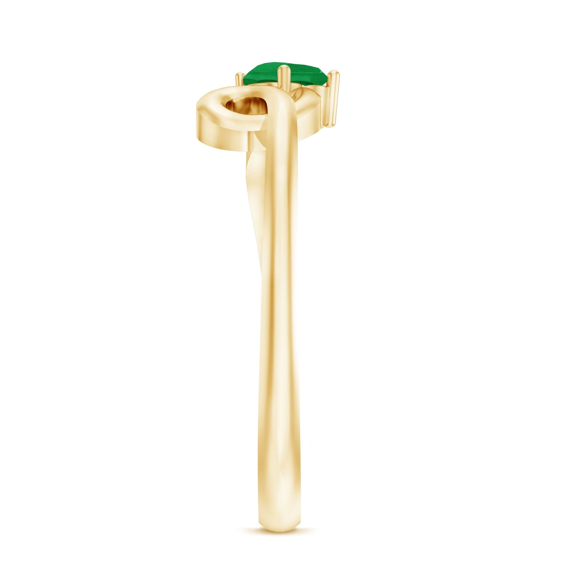 Real Emerald and Diamond Heart Promise Ring with Twisted Shank