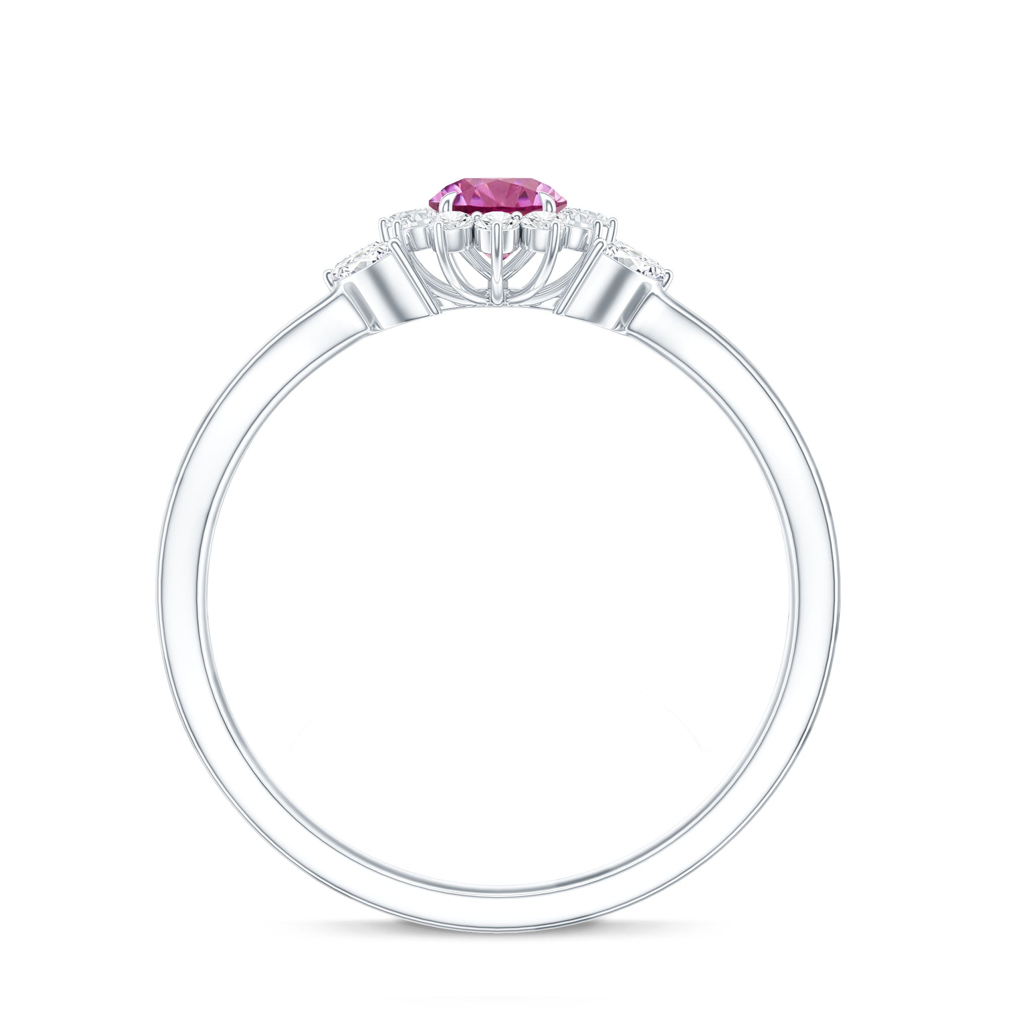 Pink Tourmaline and Diamond Flower Engagement Ring with Split Shank