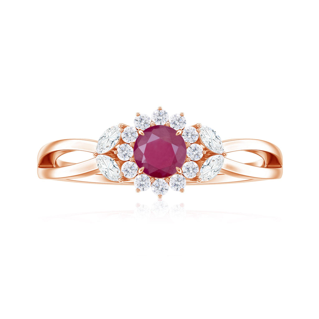 Nature Inspired Ruby Engagement Ring with Diamond for Women
