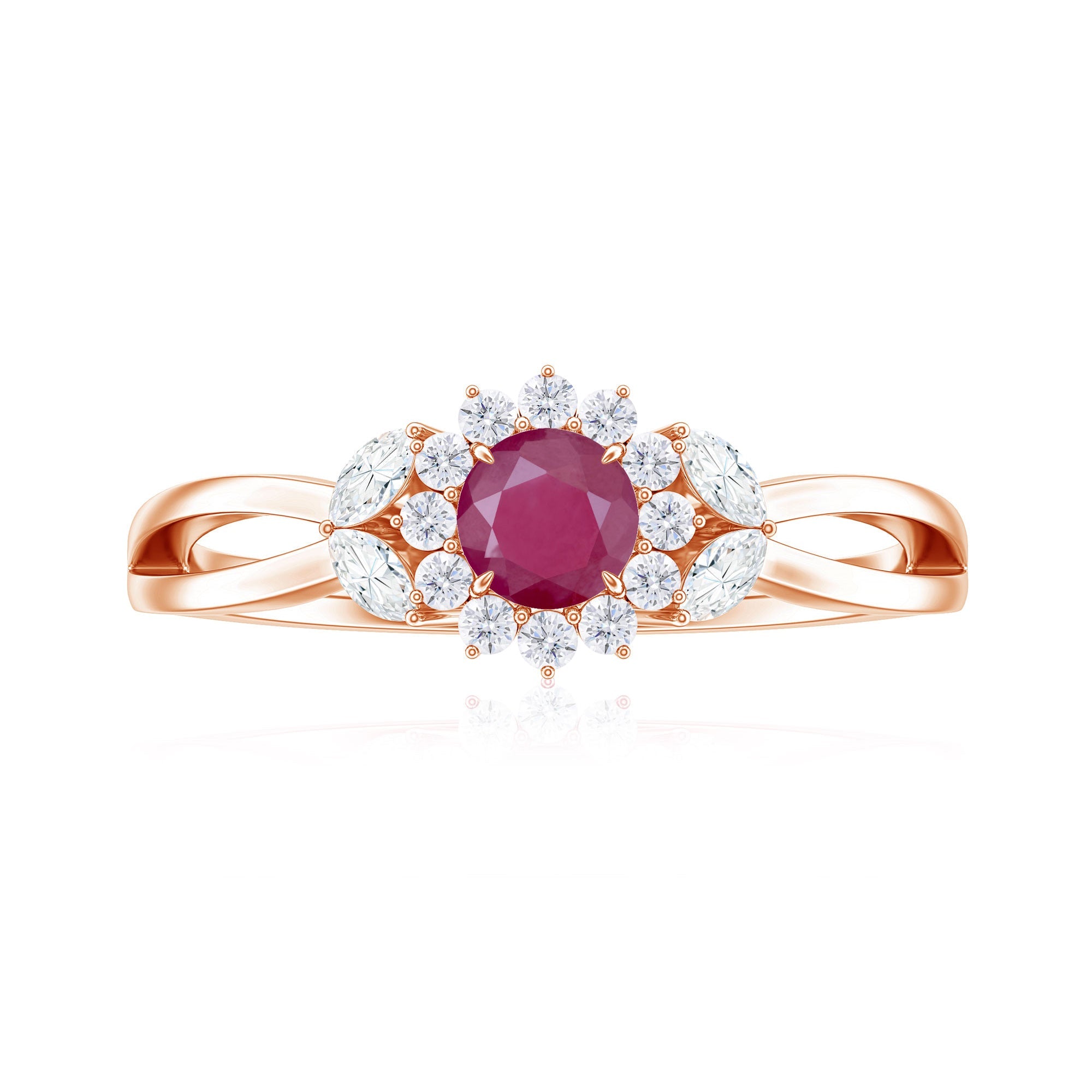 Nature Inspired Ruby Engagement Ring with Diamond for Women