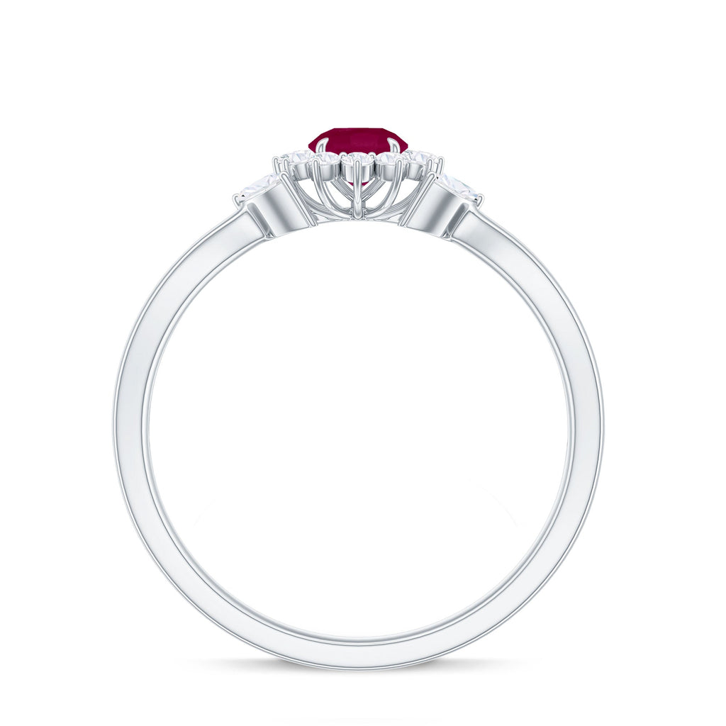Nature Inspired Ruby Engagement Ring with Diamond for Women