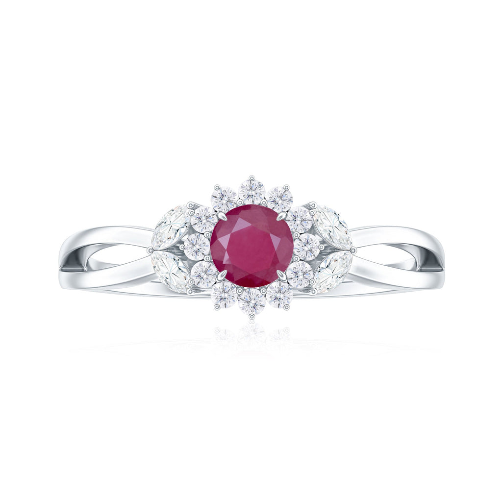 Nature Inspired Ruby Engagement Ring with Diamond for Women