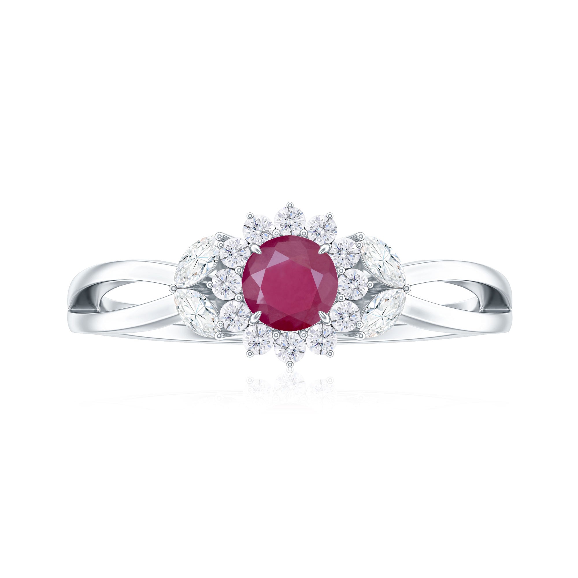 Nature Inspired Ruby Engagement Ring with Diamond for Women