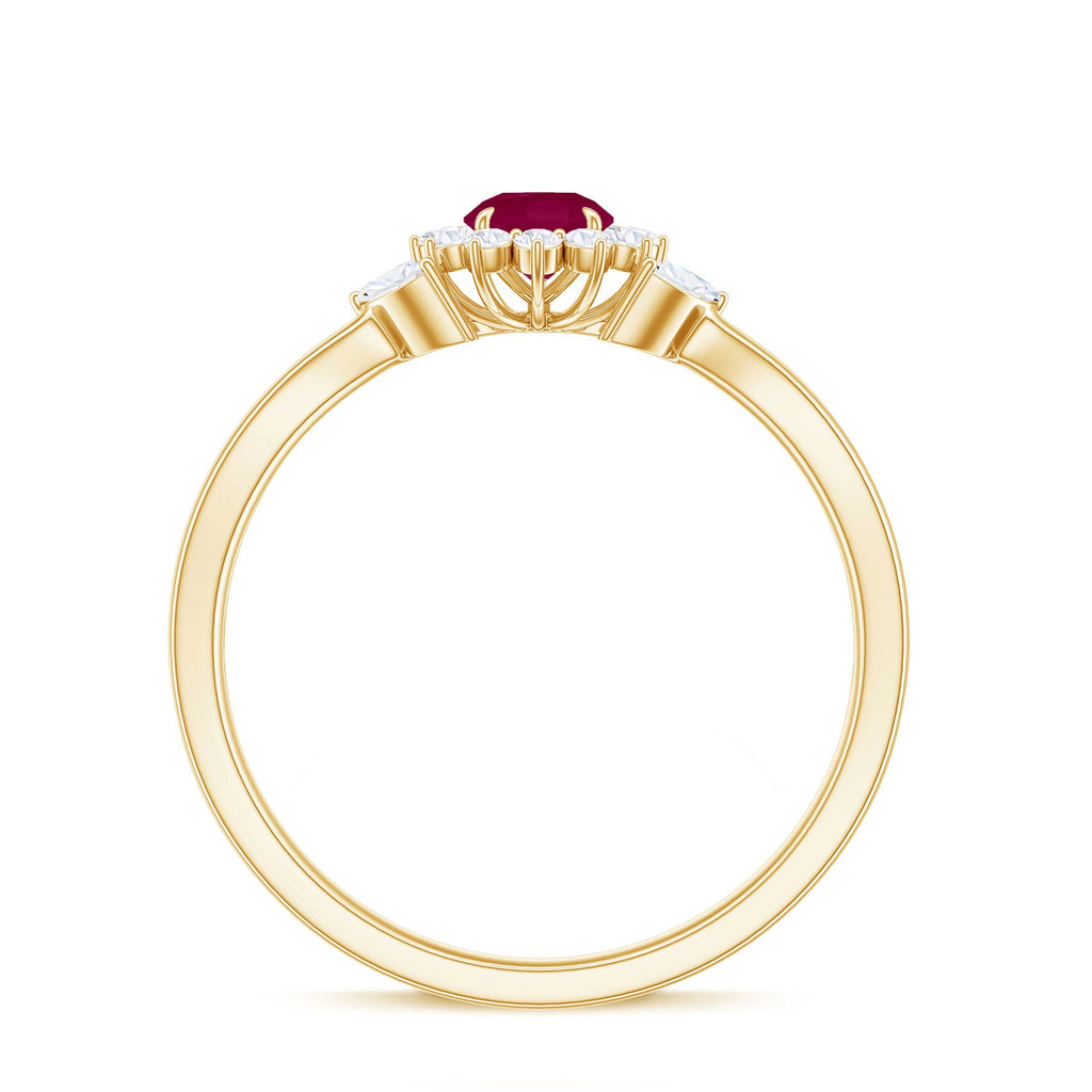 Nature Inspired Ruby Engagement Ring with Diamond for Women