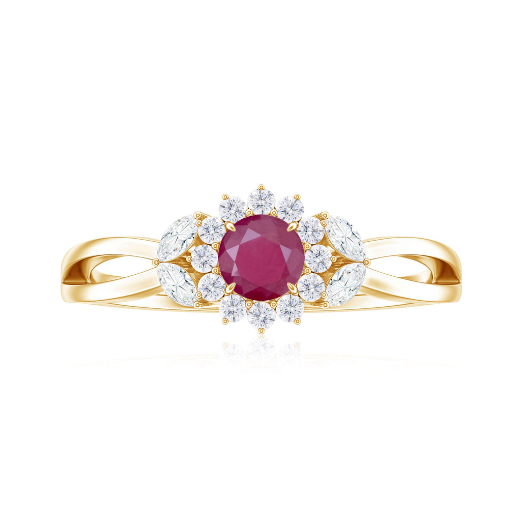 Nature Inspired Ruby Engagement Ring with Diamond for Women