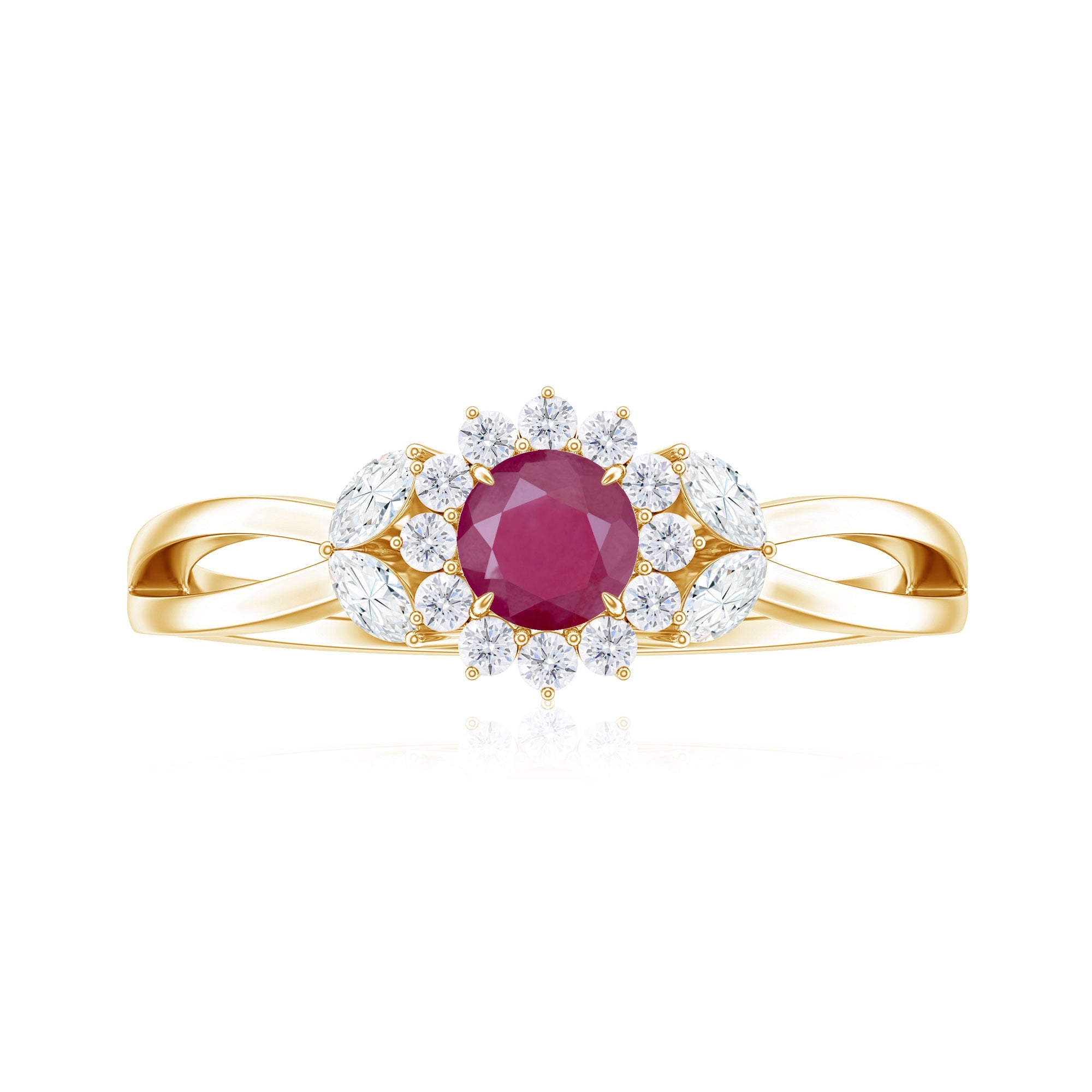 Nature Inspired Ruby Engagement Ring with Diamond for Women