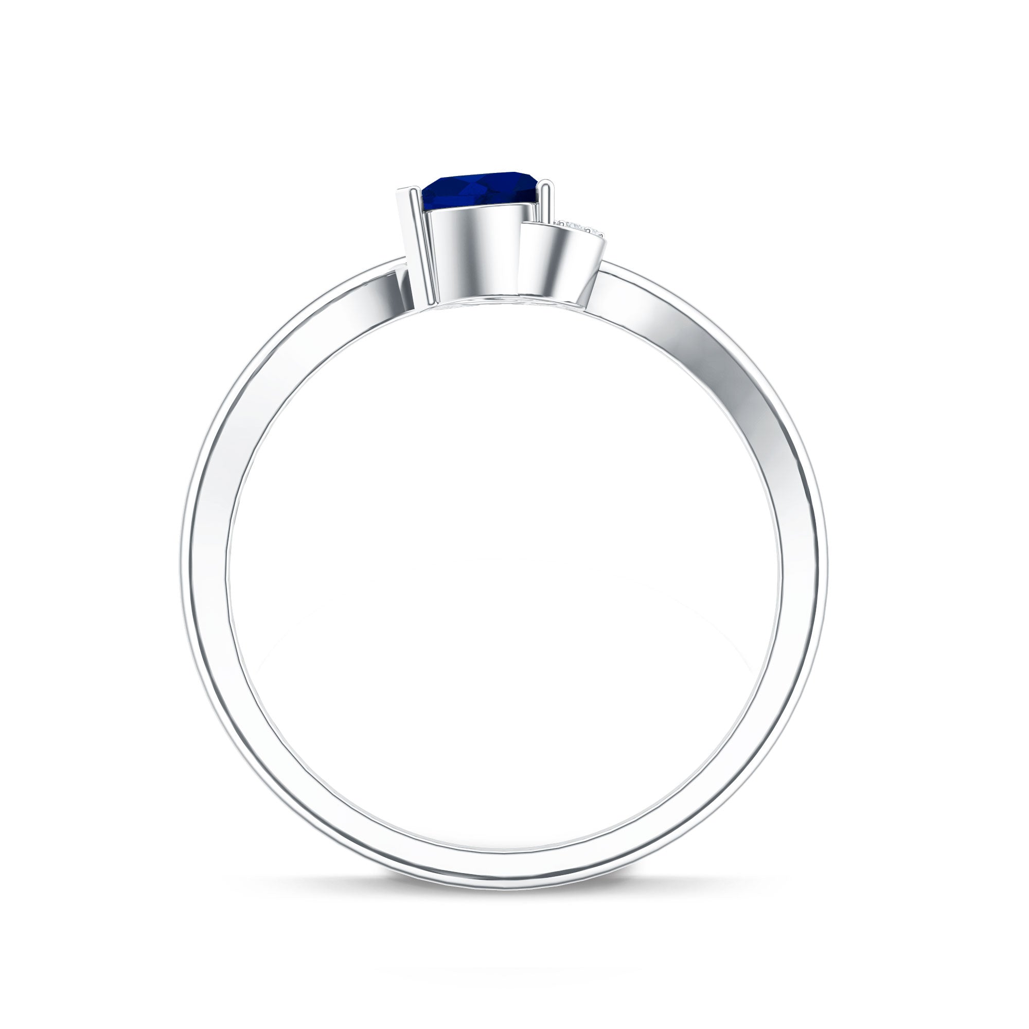 Real Heart Shape Blue Sapphire Diamond Promise Ring for Women