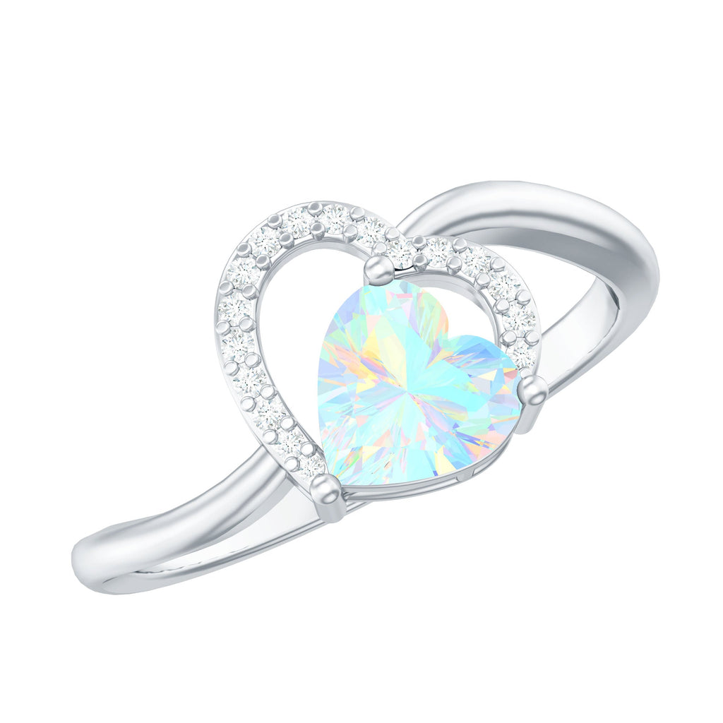 0.7 Carat Ethiopian Opal Heart Promise Ring with Diamond